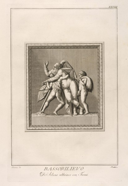 Bassorilievo: Di Sileno ubbriaco con Fauni, Il museo Pio-Clementino, Visconti, Ennio Quirino, 1751-1818, Visconti, Giovanni