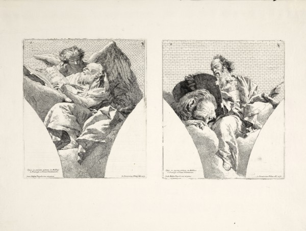 Plates 1-2, Four Evangelists, Tiepolo, Giovanni Battista, 1696-1770, Tiepolo, Giovanni Domenico, 1726?-1804, Etching, ca. 1743
