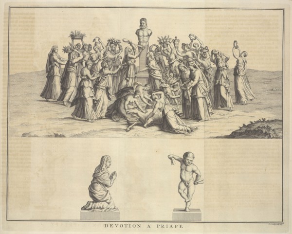 Devotion to Priapus, Ceremonies et coutumes religieuses de tous les peuples du monde, unknown, Engraving, 1723-1743, Plate, 23
