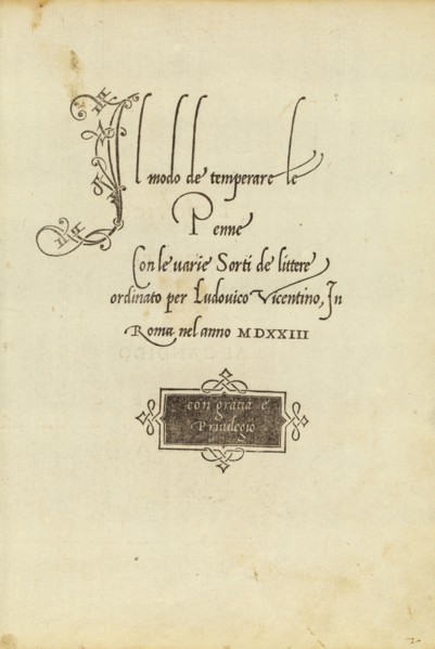 La operina di Ludouico Vicentino, da imparare di scriuere littera cancellarescha. Arrighi, Ludovico degli, Woodblock, 1522-1523