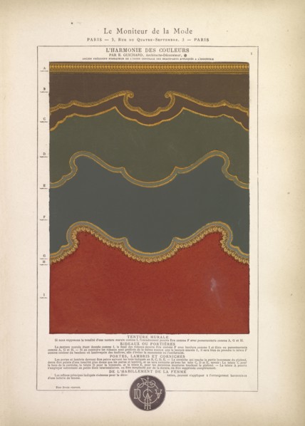Tenture murale, L'harmonie des couleurs, Guichard, Édouard, b. 1815, Paint on paper, 1880, Plate numbered 1 in upper right