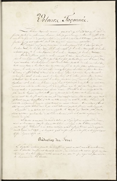 French textile manuscript, ca. 1820, This manuscript, an instruction manual for a school associated with a manufactory
