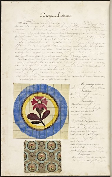 French textile manuscript, ca. 1820, This manuscript, an instruction manual for a school associated with a manufactory