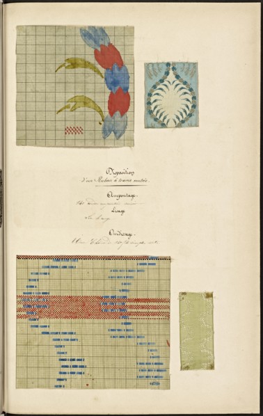 French textile manuscript, ca. 1820, This manuscript, an instruction manual for a school associated with a manufactory