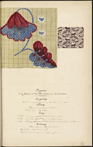 French textile manuscript, ca. 1820, This manuscript, an instruction manual for a school associated with a manufactory