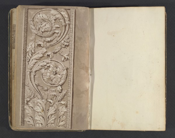 Sketchbook, Percier, Charles, 1764-1838, pencil, ink, wash, 1790, The sketchbook, attributed to the architect Charles Percier