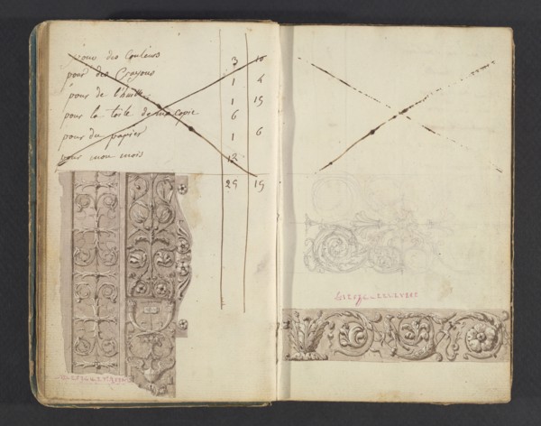 Sketchbook, Percier, Charles, 1764-1838, pencil, ink, wash, 1790, The sketchbook, attributed to the architect Charles Percier