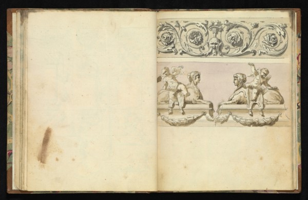 Sketchbook of ornamental and decorative designs, 18th century, pencil, pen, and wash drawings, Late 18th century, The sketchbook