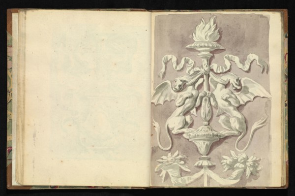 Sketchbook of ornamental and decorative designs, 18th century, pencil, pen, and wash drawings, Late 18th century, The sketchbook