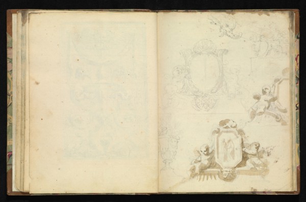 Sketchbook of ornamental and decorative designs, 18th century, pencil, pen, and wash drawings, Late 18th century, The sketchbook