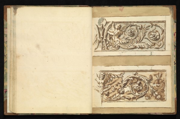 Sketchbook of ornamental and decorative designs, 18th century, pencil, pen, and wash drawings, Late 18th century, The sketchbook