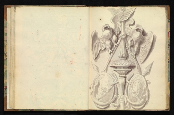 Sketchbook of ornamental and decorative designs, 18th century, pencil, pen, and wash drawings, Late 18th century, The sketchbook