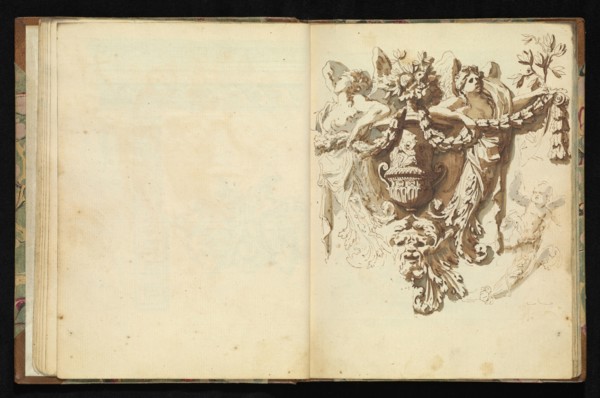 Sketchbook of ornamental and decorative designs, 18th century, pencil, pen, and wash drawings, Late 18th century, The sketchbook