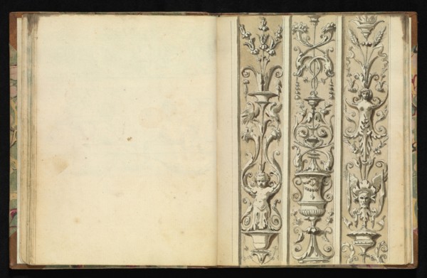 Sketchbook of ornamental and decorative designs, 18th century, pencil, pen, and wash drawings, Late 18th century, The sketchbook