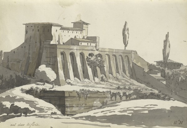 Roman sketchbook, Gauffier, Louis, 1761-1801, pencil, pen and black and brown ink, grey and brown wash, and black and white