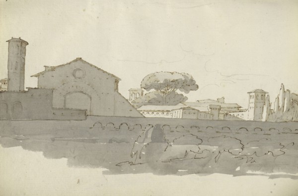 Roman sketchbook, Gauffier, Louis, 1761-1801, pencil, pen and black and brown ink, grey and brown wash, and black and white