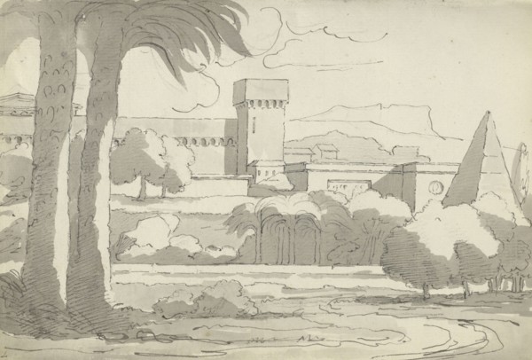 Roman sketchbook, Gauffier, Louis, 1761-1801, pencil, pen and black and brown ink, grey and brown wash, and black and white