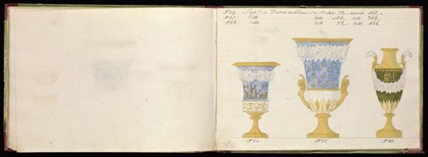 Honoré porcelain sample catalog, Honoré, Firm, 19th century, watercolor, gouache, ink, graphite, ca. 1800-1820, The manuscript