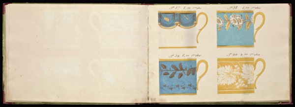 Honoré porcelain sample catalog, Honoré, Firm, 19th century, watercolor, gouache, ink, graphite, ca. 1800-1820, The manuscript