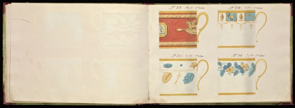 Honoré porcelain sample catalog, Honoré, Firm, 19th century, watercolor, gouache, ink, graphite, ca. 1800-1820, The manuscript