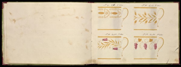 Honoré porcelain sample catalog, Honoré, Firm, 19th century, watercolor, gouache, ink, graphite, ca. 1800-1820, The manuscript