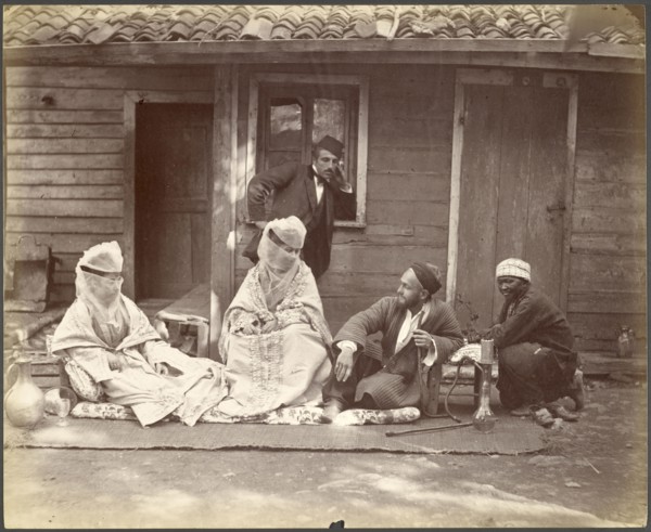 Turkish sheikh and his wives, orientalist photography, Abdullah frères, Albumen, 186-?, 269 Scheigh, chef turc