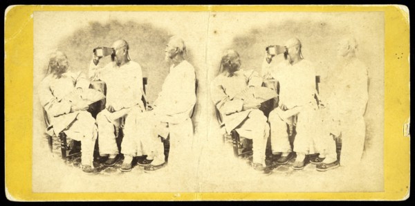 Cantonese dressed in mourning for the emperor; their first peep into the stereoscope, E. and H.T. Anthony, Firm, Miller, Milton