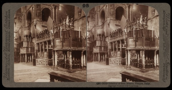 Venice, Interior of San Marco, Venice, Stereographic views of Italy, Underwood and Underwood, Underwood, Bert, 1862-1943