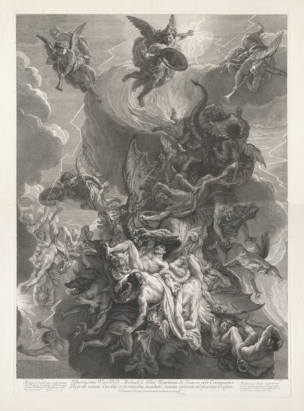 Fall of the Rebel Angels, Loir, Alexis, 1640-1713, after Le Brun, Charles, 1619-1690, Etching and engraving, ca. 1685-1686