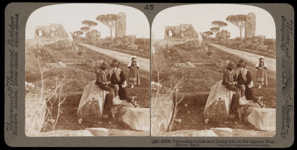 Venerable tombs and young life on the Appian Way, Stereographic views of Italy, Underwood and Underwood, Underwood, Bert, 1862