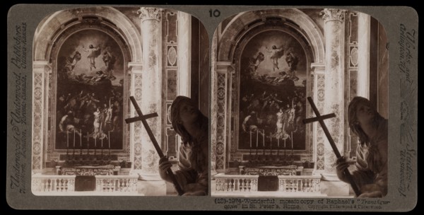 Mosaic copy of Raphael's Transfiguration in St. Peter's, Stereographic views of Italy, Underwood and Underwood, Underwood, Bert