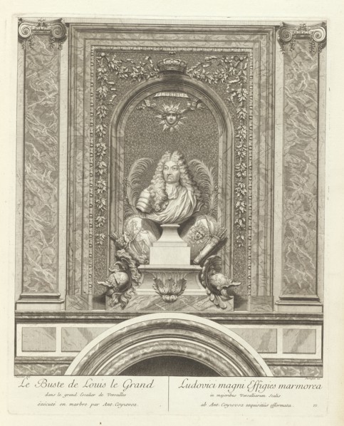 Le buste de Louis le Grand dans le grand escalier de Versailles éxécuté en marbre par Ant. Coyzevox, Grand escalier du Chateau