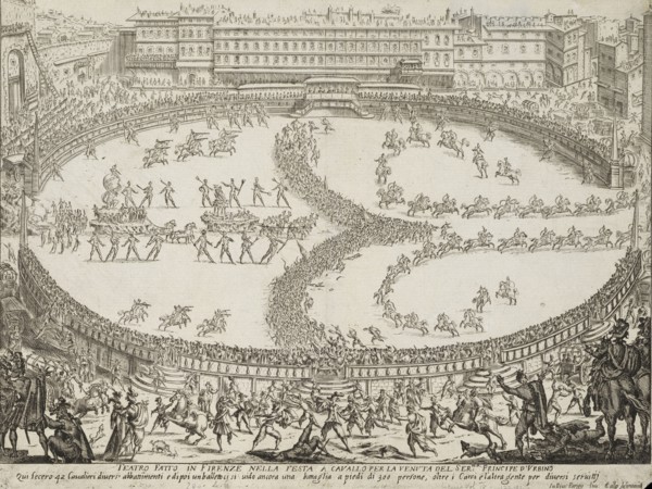 Guerra di bellezza, Italian theater prints, Callot, Jacques, 1592-1635, Parigi, Giulio, 1571-1635, Etching, black-and-white