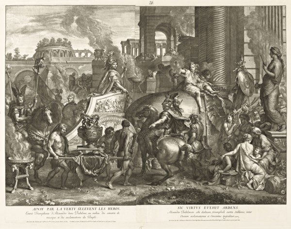 Triumphal Entry into Babylon, Battles of Alexander, Audran, Gérard, 1640-1703, after Le Brun, Charles, 1619-1690, Etching