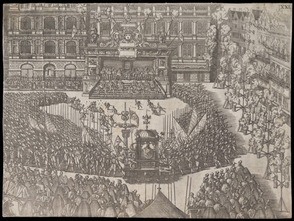 Festivities in honor of the entry into Antwerp of Francis, Duke of Anjou and Alençon, Italian theater prints, Plantin