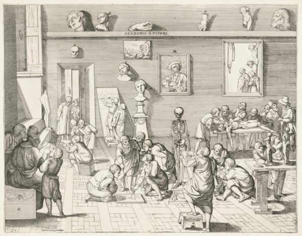 Academia d'pitori, Alberti, Pietro Francesco, 1584-1638, Etching, black-and-white, ca. 1600, Romæ Super