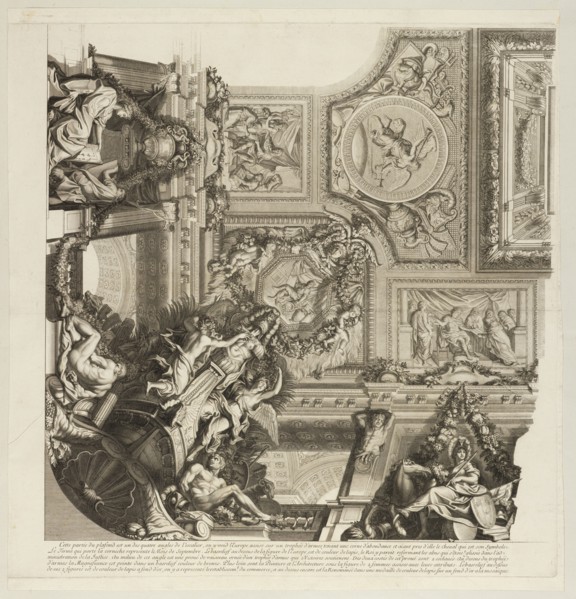 L'Europe, Le grand escalier de Versailles, Le Brun, Charles, 1619-1690, Baudet, Etienne, 1638-1711, Etching, engraving
