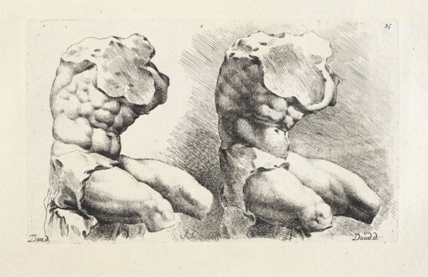 Belvedere torso, two 3/4 front views, Signorvm vetervm icones, Bisschop, Jan de, 1628-1671, Doncker, Pieter Paul, Doudijns