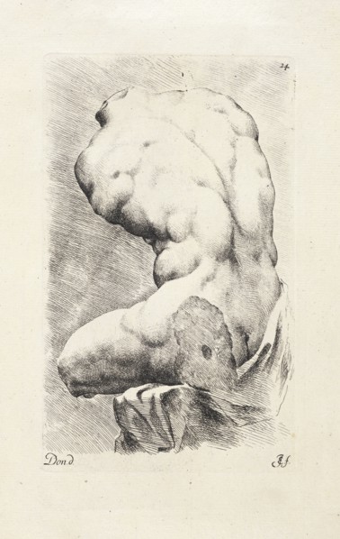 Belvedere torso, 3/4 rear view, Signorvm vetervm icones, Bisschop, Jan de, 1628-1671, Doncker, Pieter Paul, Etching, between