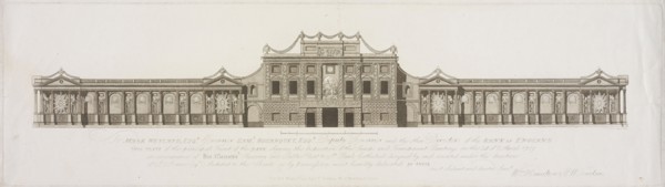 Plate of the principal Front of the Bank showing the disposition of the Lamps and Transparent Paintings on the 24 of April 1789