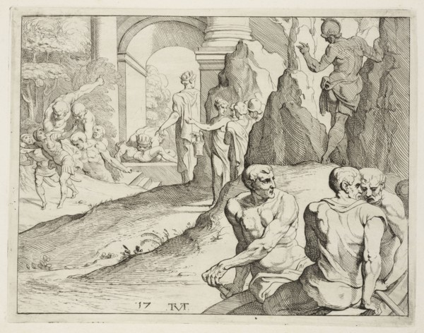 Scene from the Galerie d'Ulysse in Fontainebleau, Les trauaux d'Vlysse, Abate, Nicolò dell', ca. 1509-1571, Primaticcio