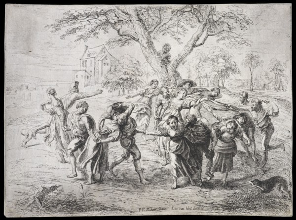 Dance of the Italian peasants, Heil, Leo van, b. 1605, Rubens, Peter Paul, Sir, 1577-1640, Etching, ca. 1640