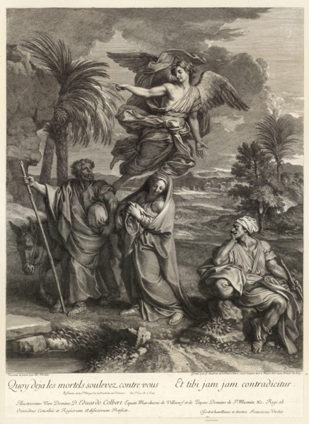 Flight into Egypt, Audran, Gérard, 1640-1703, Verdier, François, 1651-1730, Etching, 16--, A reproductive print after Francois