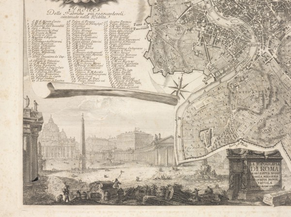 Index and view of the Vatican, Nuova pianta di Roma, Nolli, Giambattista, ca. 1692-1756, Etching, 1748