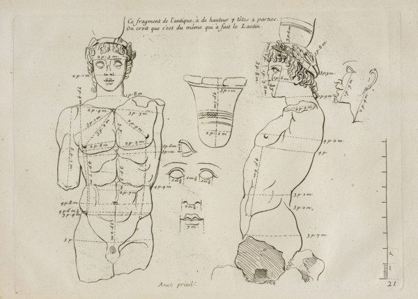 Ce fragment de l'antique. Les proportions du corps humain: mesurées sur les plus belles figures de l'antiquité, Audran, Gérard