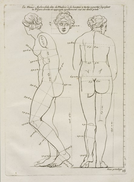 La Venus Aphrodide, Les proportions du corps humain: mesurées sur les plus belles figures de l'antiquité, Audran, Gérard, 1640