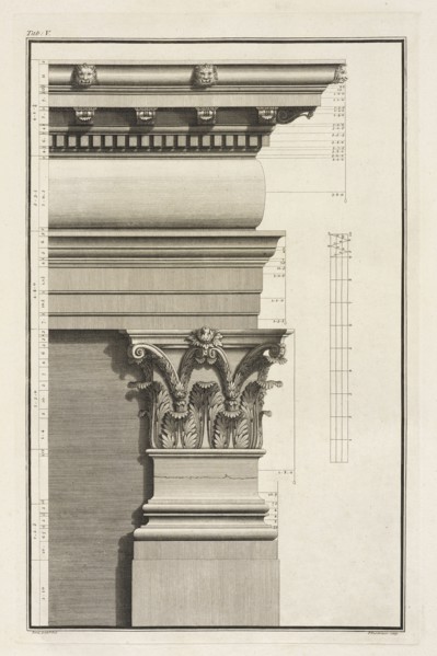 Capital and Entablature of the Pilaster, in the Foregoing Plate, Base, Capital and Entablature of the Pilaster, in the Foregoing