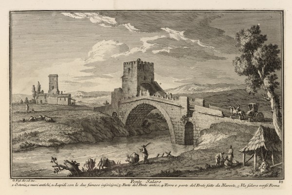 Ponte Salaro, Delle magnificenze di Roma antica e moderna, Vasi, Giuseppe, 1710-1782, Engraving, 1747-1761, plate 83, volume 5