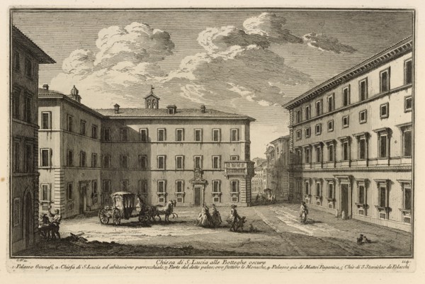 Chiesa di S. Lucia alla Botteghe oscure, Delle magnificenze di Roma antica e moderna, Vasi, Giuseppe, 1710-1782, Engraving, 1747