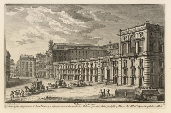 Palazzo Colonna, Delle magnificenze di Roma antica e moderna, Vasi, Giuseppe, 1710-1782, Engraving, 1747-1761, plate 63